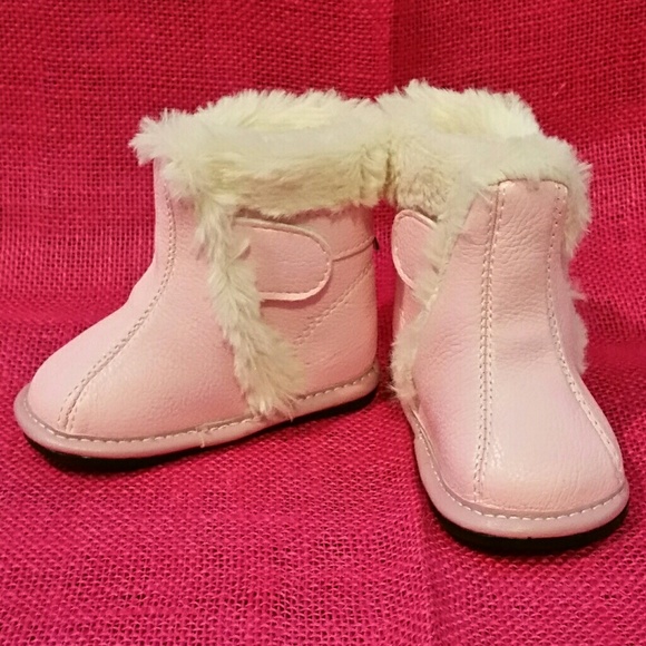 Jack & Lily Pink Abigail Leather/Faux Fur Booties - Picture 3 of 8